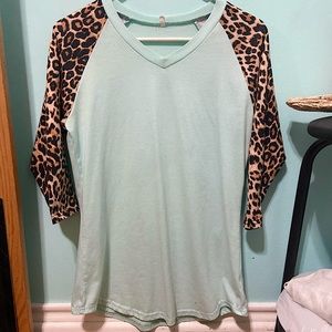 Blue and Cheetah print Etsy shirt